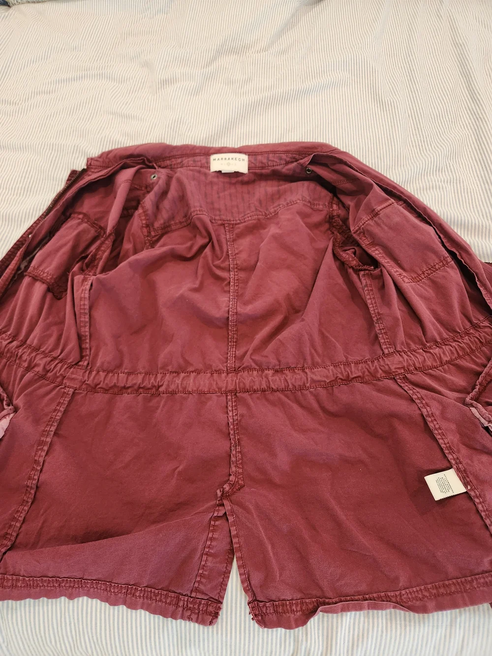 Marrakech Nola Cotton Maroon Utility Jacket with Interior Waist Drawcord - Picture 5 of 10